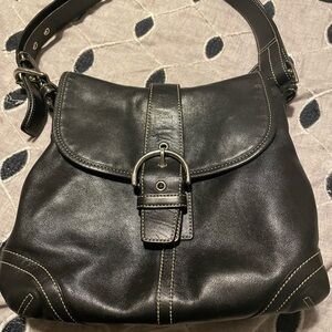 Black leather Coach purse